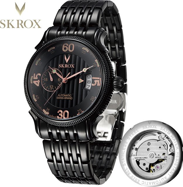 SKROX Armbanduhr Automatik, Edelstahl, Saphirglas, Schwarz, Herren - Bild 1