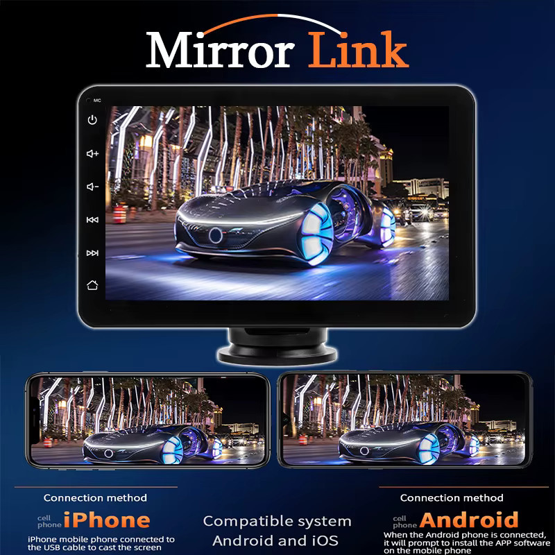 Hippcron Autoradio Multimedia Video Player mit 7 Zoll Touchscreen, Wireless CarPlay, Android Auto, Bluetooth und MirrorLink in Schwarz - Bild 4