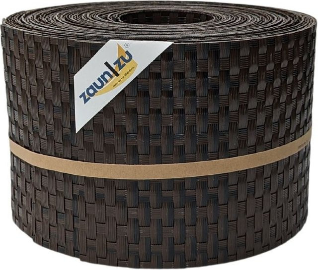 zaun zu Sichtschutzstreifen Rattan für Doppelstabmatten UV-beständig Schwarzbraun 10x 2,55m - Bild 1