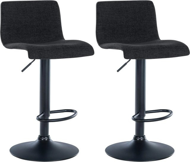 DELUKE 2er Set Barhocker GEBEL Stoff Schwarz, höhenverstellbare Barstühle mit Lehne und 360 Grad Drehsitz, B/T/H: 39 x 36 x 84 cm - Bild 1