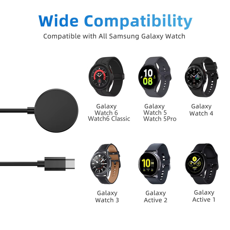 Samsung USB-C Ladekabel für Galaxy Watch 8 7 Ultra FE 6 Classic Smartwatch Ladestation Schwarz - Bild 3