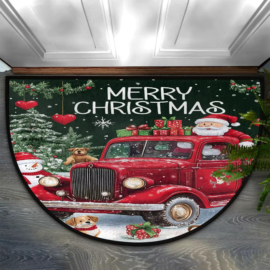 VIKAMA Weihnachts-Türmatte Schneemann, halbrund, rutschfest und waschbar, mehrfarbig, B/T: 60 x 40 cm - Bild 1
