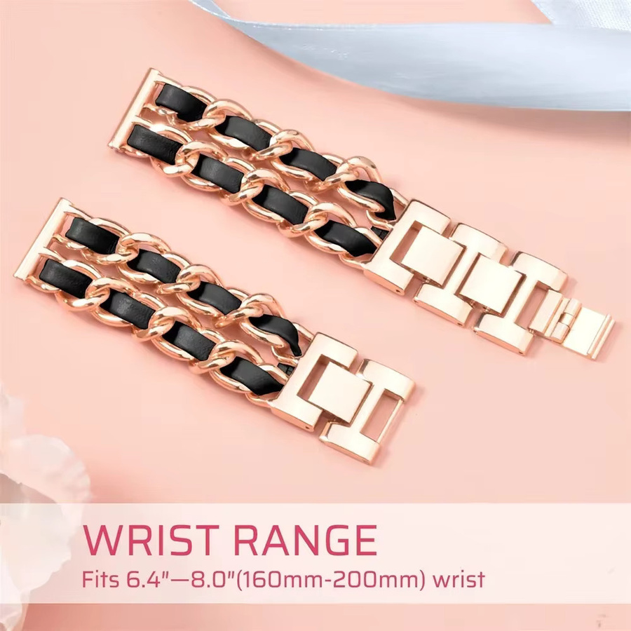 Uhrenarmband Leder, Edelstahl, Roségold, Xiaomi Redmi Uhr 5 Aktive, 22mm - Bild 2
