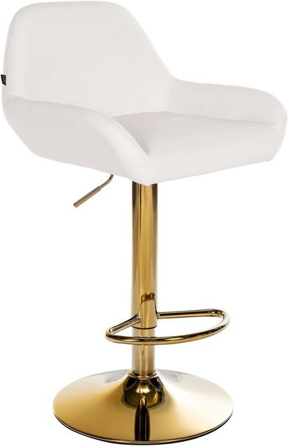 DELUKE Barhocker BIKEL Barstuhl aus Kunstleder in Weiß und Gold, höhenverstellbar, drehbar mit Lehne, B/T/H: 51 x 52 x 89 cm - Bild 1