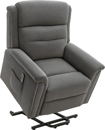 HOMCOM elektrischer Aufstehsessel mit Liegefunktion in Grau, Seniorensessel und Fernsehsessel, B/T/H: 89 x 96 x 108 cm