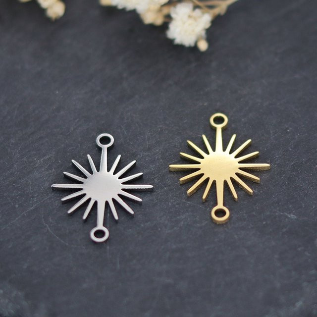 Anhänger Charms, Edelstahl, Bicolor, Sonne, Unisex - Bild 1