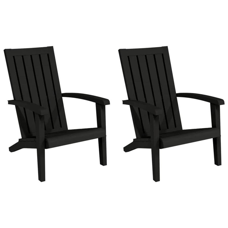 vidaXL Adirondack-Gartenstühle 2er-Set Schwarz aus Polypropylen - Bild 2