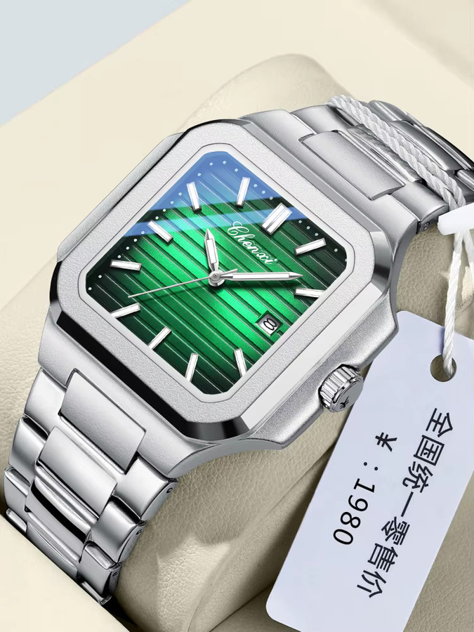 CHENXI Armbanduhr, Quarz, Edelstahl, 44 mm, eckig, Herren, Silber - Bild 6