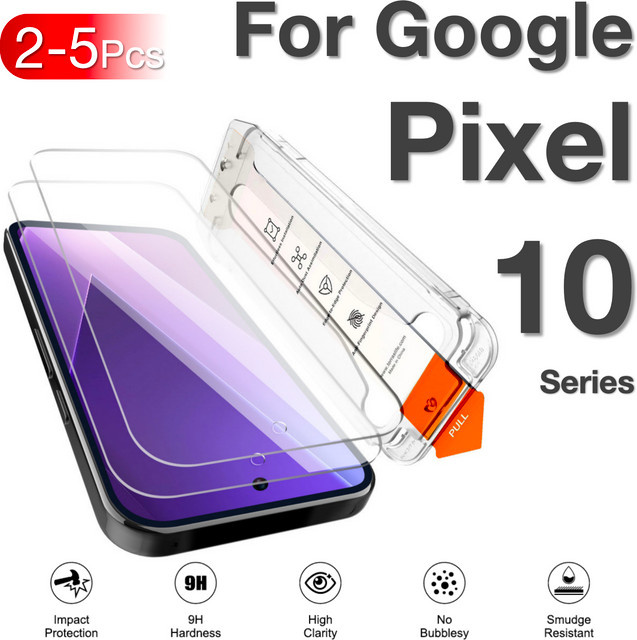 miaotiemo Displayschutzfolie aus gehärtetem Glas für Google Pixel 10 9 Pro XL 9A 8A 8 7 7a 6a 5G, transparent, Set mit 2 bis 5 Stück - Bild 1