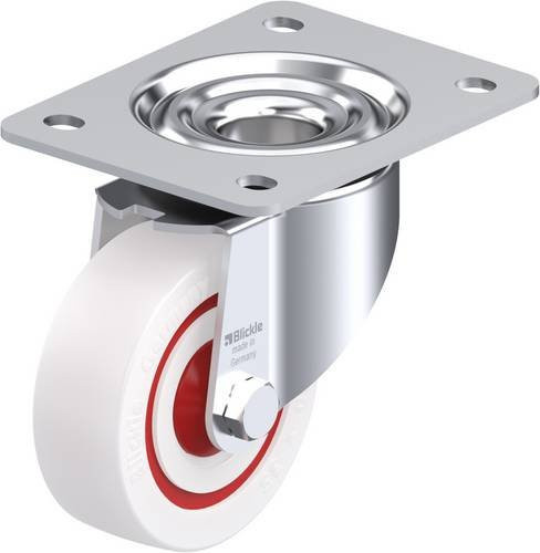 Blickle Lenkrolle LK-POW 100KF-3 in Weiß und Rot mit Kunststoffrad, Durchmesser: 100 mm, Tragfähigkeit: 200 kg - Bild 1