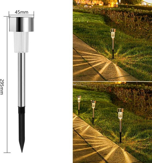 YWZT BEIMT Factory Solar Außenleuchten aus Edelstahl in Silber mit warmweißem LED-Licht und IP44 Wasserdichtigkeit für Garten und Hof - Bild 1