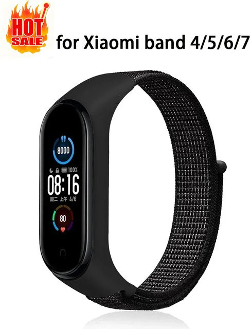 NEY Uhrenarmband Xiaomi Mi Band 4/5/6/7, Nylon, Schwarz, Unisex - Bild 1