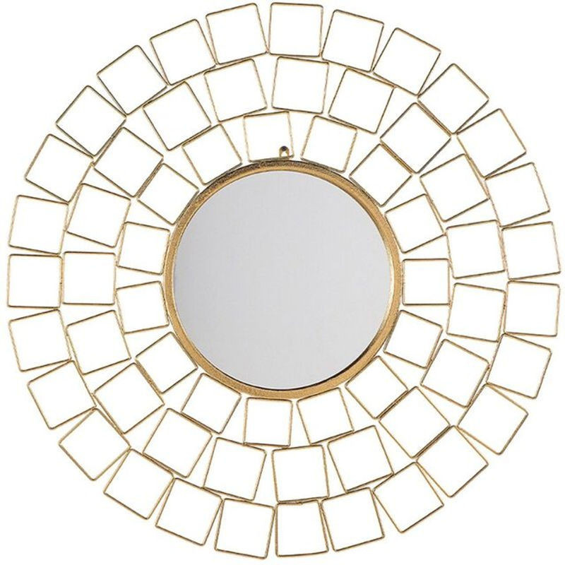 Beliani Wandspiegel in Gold mit Sonnenoptik aus Metall und Glas, Rund, Durchmesser: 90 cm - Bild 1