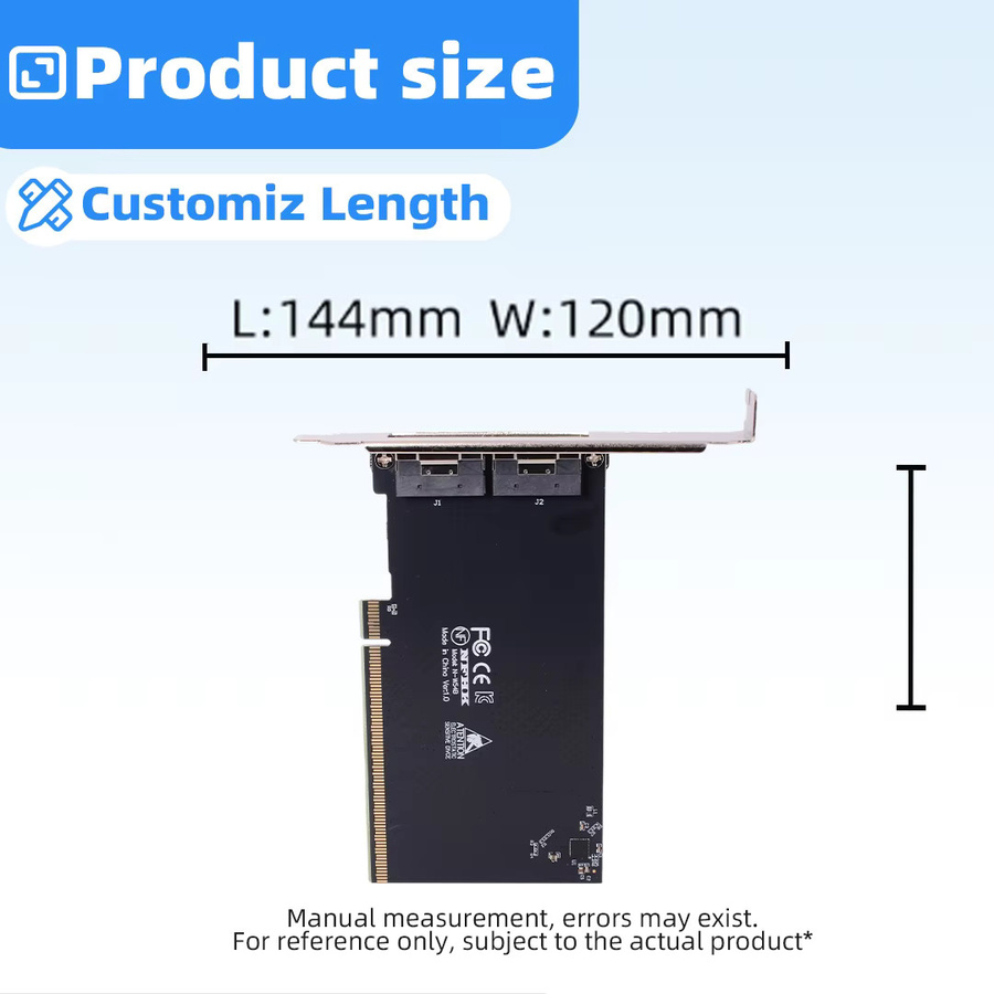 ADT-Link PCIe x16 zu 2-Port SFF-8654 8i X8 Externe Grafikkarte EGPU-Adapterkarte in Schwarz - Bild 3