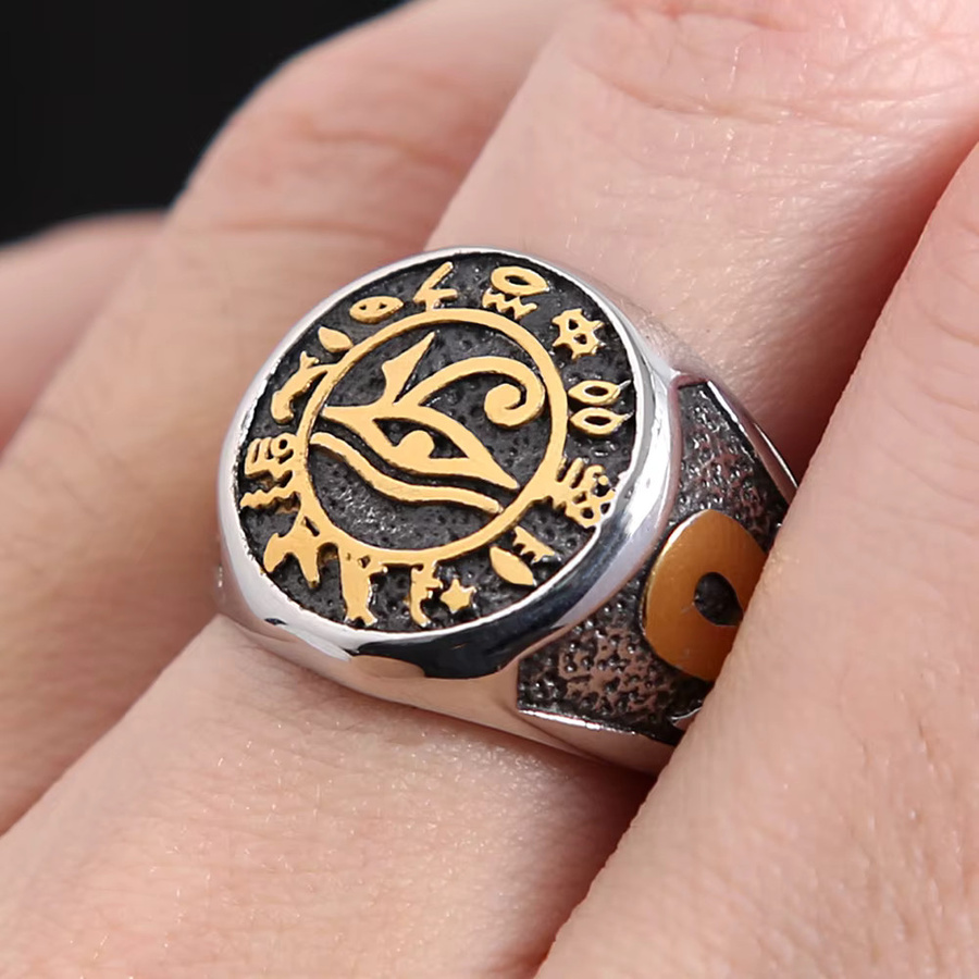 owlucky Ring, Ägyptisches Auge des Horus, Edelstahl, Vintage, Herren - Bild 2
