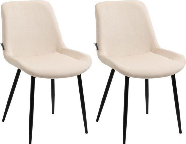 DELUKE 2er Set Esszimmerstühle WIKIL aus Samt in Creme mit matt schwarzem Metallgestell, H x B x T: 80 x 51 x 60 cm - Bild 1