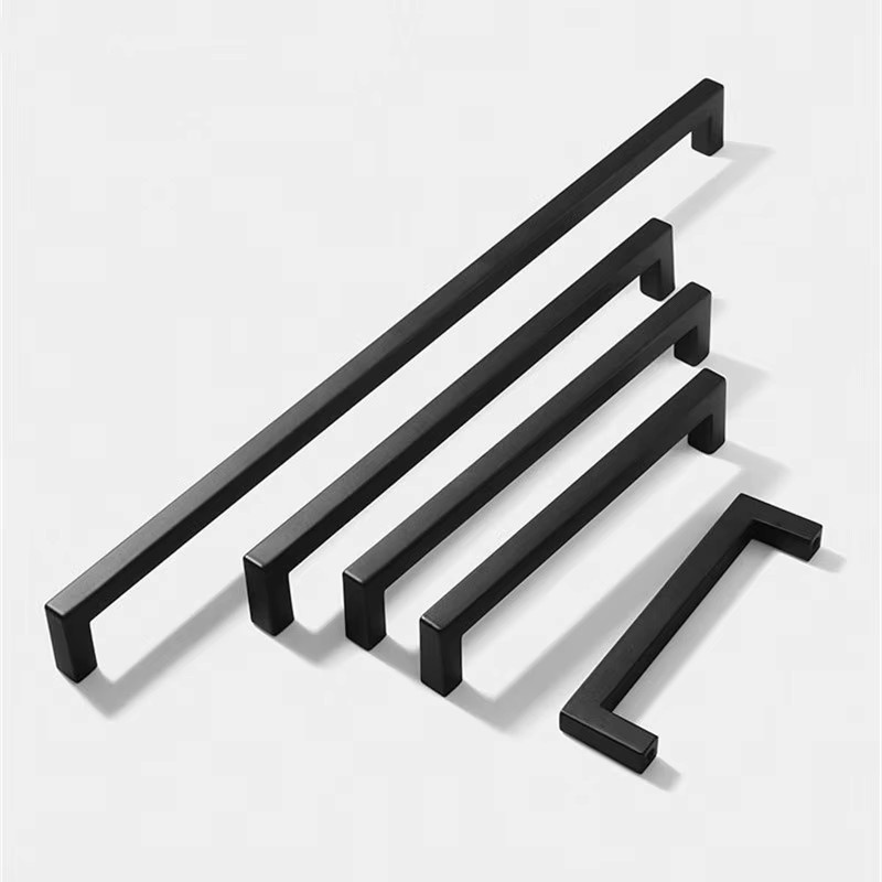 Quadratische Möbelgriffe aus gebürsteter Aluminiumlegierung in Schwarz für Küchenschränke und Schubladen - Bild 2