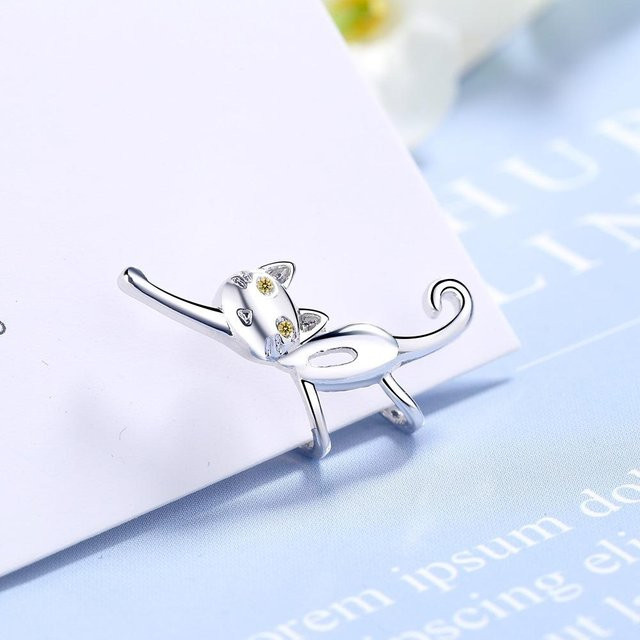 YIRAN Jewelry Ohrclips Katzen, 925 Silber, Damen - Bild 1