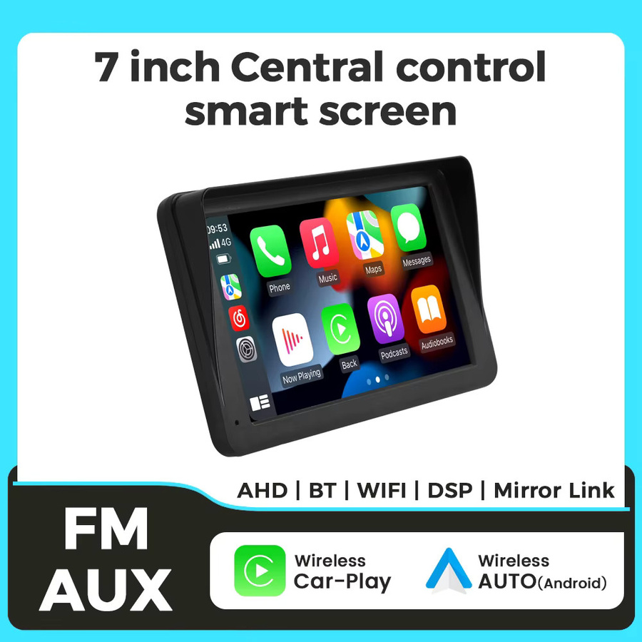 Navifly 7-Zoll Smart-Screen Autoradio mit kabellosem CarPlay und Android Auto, tragbarer Multimedia-Player in Schwarz mit AHD, Bluetooth und Wi-Fi - Bild 6