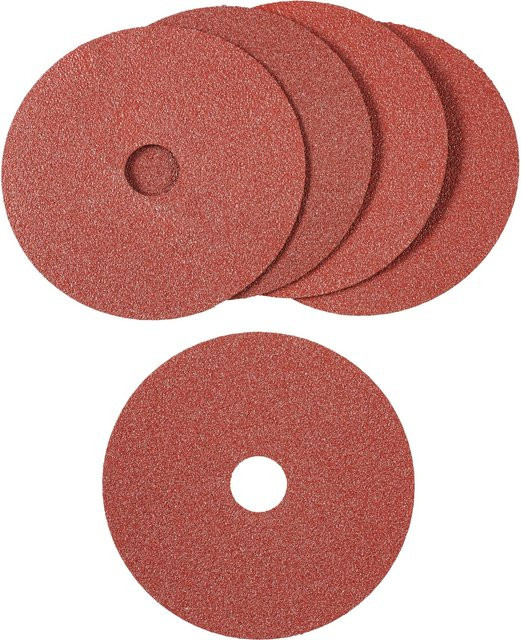 LUX-TOOLS Fiberscheibe Classic Rot Ø 125 mm Körnung 60, 5 Stück - Bild 1
