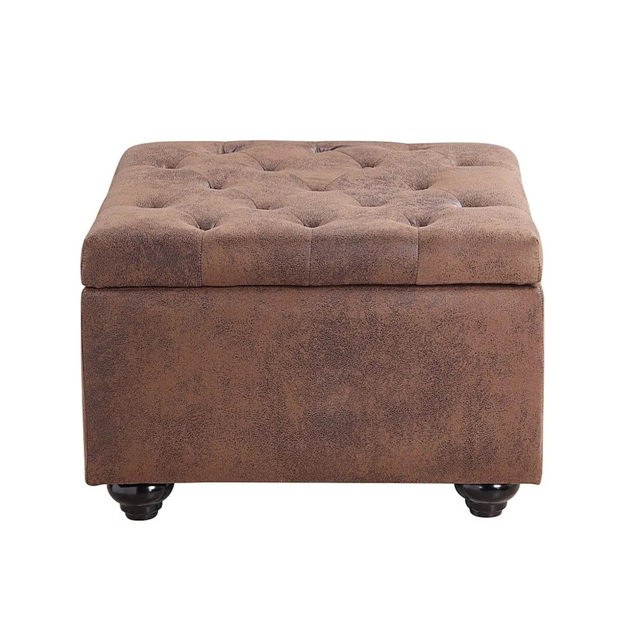 Vente-unique Sitzhocker Lomai in Braun mit Microfaser und Holzgestell im Vintage-Look, Höhe: 61 cm - Bild 2