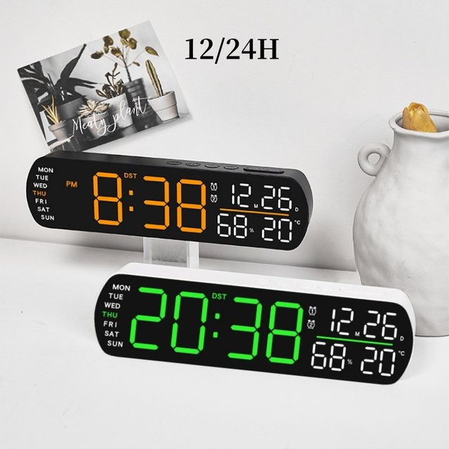 WOKLOK Digitaler LED-Wecker mit Temperatur-, Luftfeuchtigkeits- und Datumsanzeige sowie Dual-Alarm, Timer und Snooze-Funktion - Bild 1