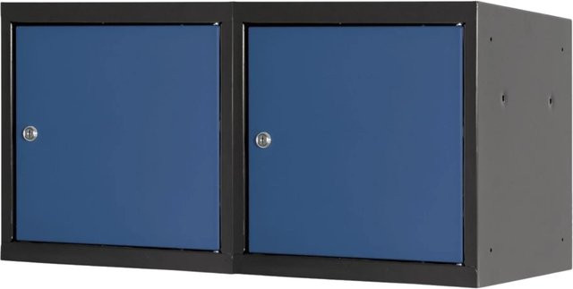PROREGAL Schließfachwürfel Blocky Set aus 2 Stück mit Zylinderschloss und 2 Schlüsseln, Anthrazit/Enzianblau, B/T/H: 40 x 40 x 40 cm - Bild 1