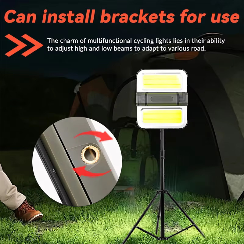 JIASHUAIXIN Multifunktionale Camping-Arbeitslampe mit USB-Solar-Aufladung, Magnetisch und Einstellbarer Helligkeit, Weiß - Bild 4