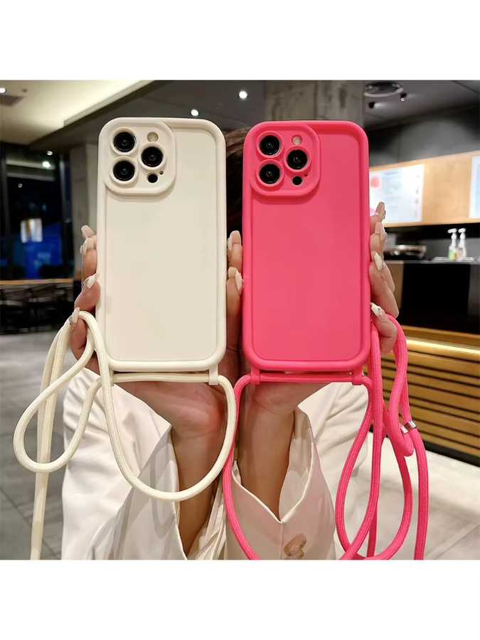Stoßfeste Handyhülle für Apple iPhone 17 16 15 14 13 12 11 Pro Max Plus mit verstellbarem Umhängeband in Weiß - Bild 4