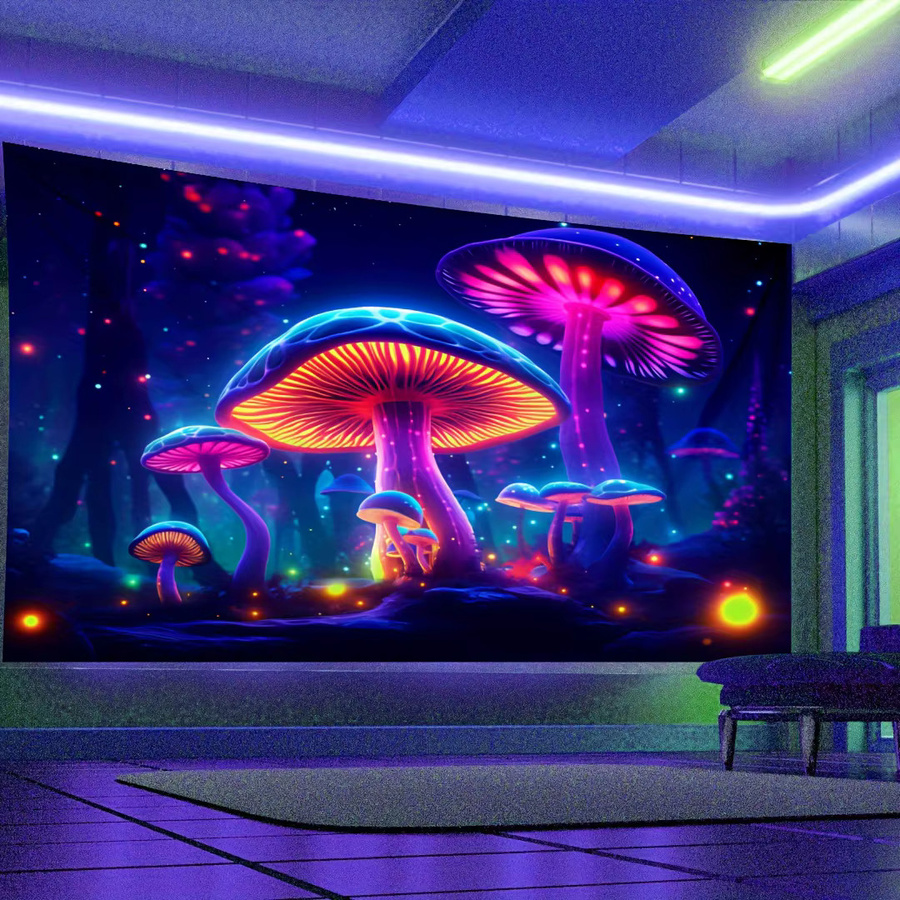 VIKAMA Enchanted Glow-in-the-Dark Pilz-Wandteppich mit floralem Design in Multicolour - Bild 2