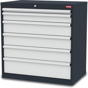 STIER Schubladenschrank aus Stahl mit 6 Schubladen, Anthrazit, B/T/H: 90,0 x 57,5 x 92,0 cm - Bild 1