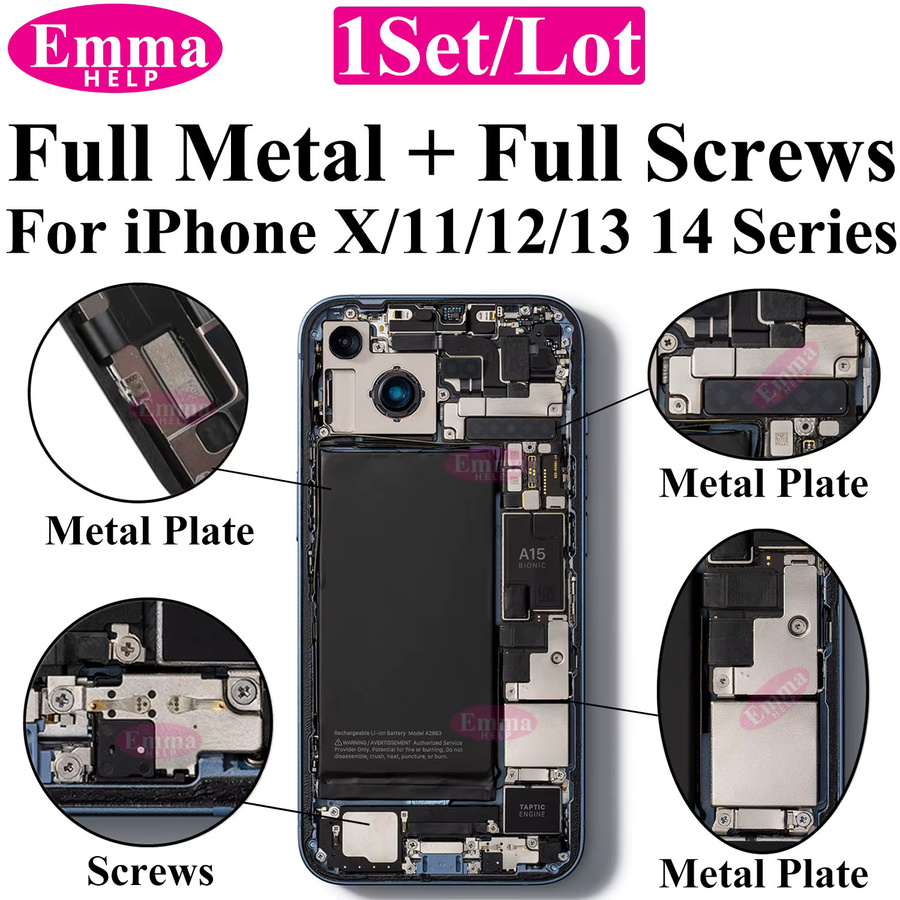 EmmaHelp Vollmetall-Schraubenhalter Set mit Schildplatte in Silber für iPhone 11 12 13 14 15 Pro Max Plus - Bild 2