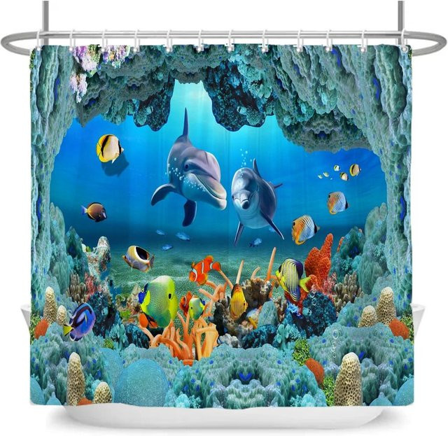 Baifenbai Home Furnishing Wasserdichter Duschvorhang Oktopus Motiv in Multicolour, B/H: 180 x 180 cm - Bild 1