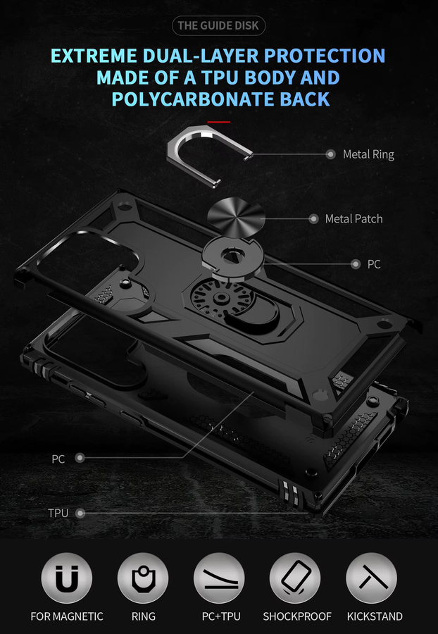 Stoßfeste Panzerhülle für Samsung Galaxy S26 S25 S24 S23 S22 S21 Ultra Plus FE von CYYWN in Schwarz und Gold - Bild 5