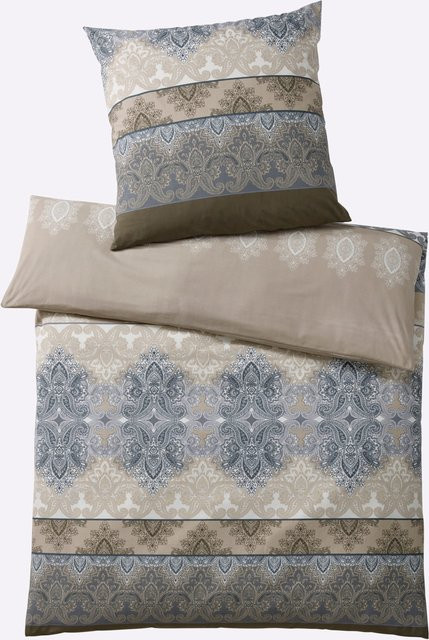 Heine Home Bettwäsche Ethno-Look mit Grafik-Print, beidseitig bedruckt, Braun/Mehrfarbig, 100% Baumwolle, B/H: 135 x 200 cm und Kissen 80 x 80 cm - Bild 1