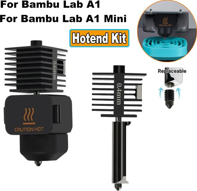 Bambulab Hotend-Kit für A1 und A1 Mini inklusive abnehmbarer Messing- und gehärteter Stahldüsen sowie Silikonhülle - Bild 1