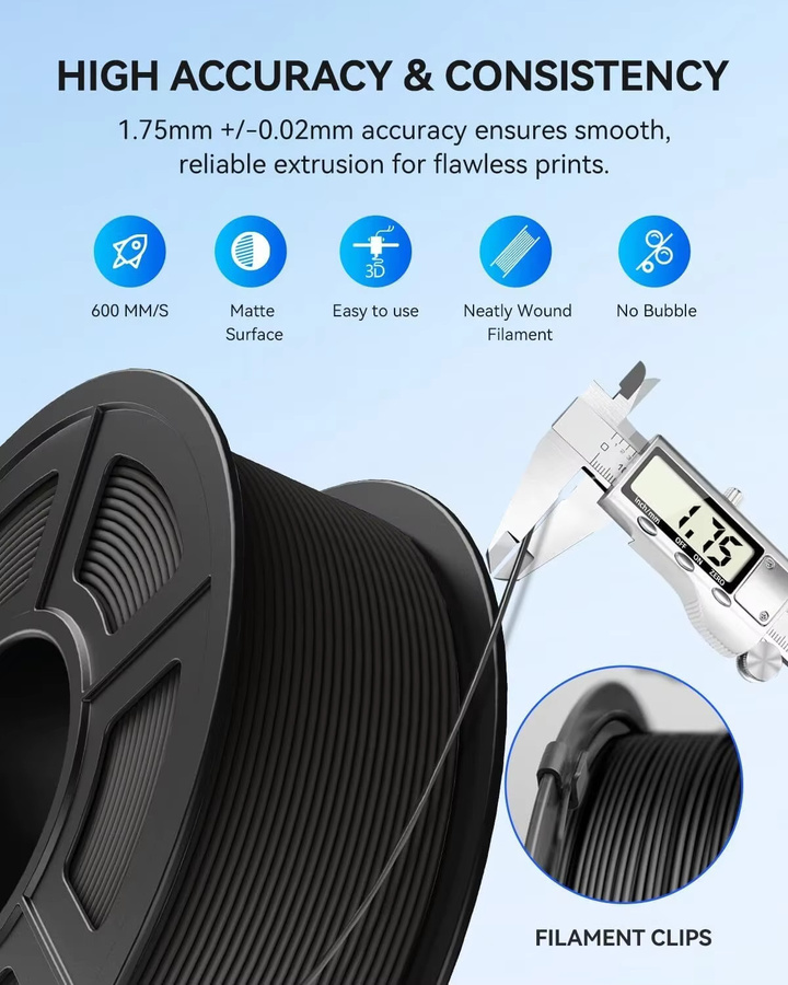 JAYO PETG 3D-Drucker-Filament Set mit 20 Rollen in Schwarz und Weiß, Hochgeschwindigkeits-Matt-Effekt für FDM-Drucker und 3D-Stifte - Bild 6