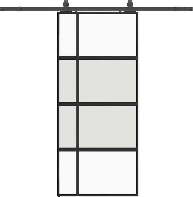 vidaXL Schiebetür aus Hartglas mit Beschlag in Schwarz, B/H: 90 x 205 cm - Bild 1