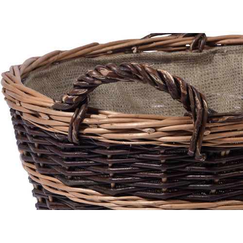 DOBAR Kaminholzkorb aus Weide und Jute in Braun, Durchmesser: 50 cm, Höhe: 40 cm - Bild 3