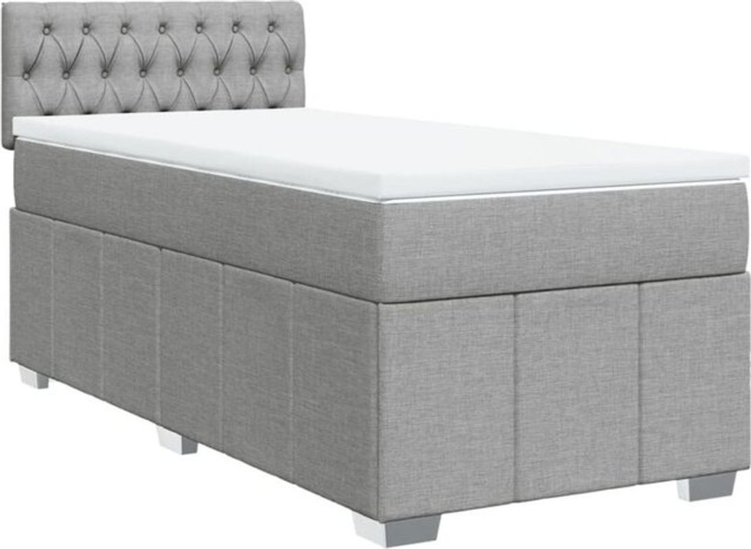 Boxspringbett mit Matratze von vidaxl in Grau und Weiß aus Stoff, B/T/H: 100 x 200 x 100,5 cm - Bild 1