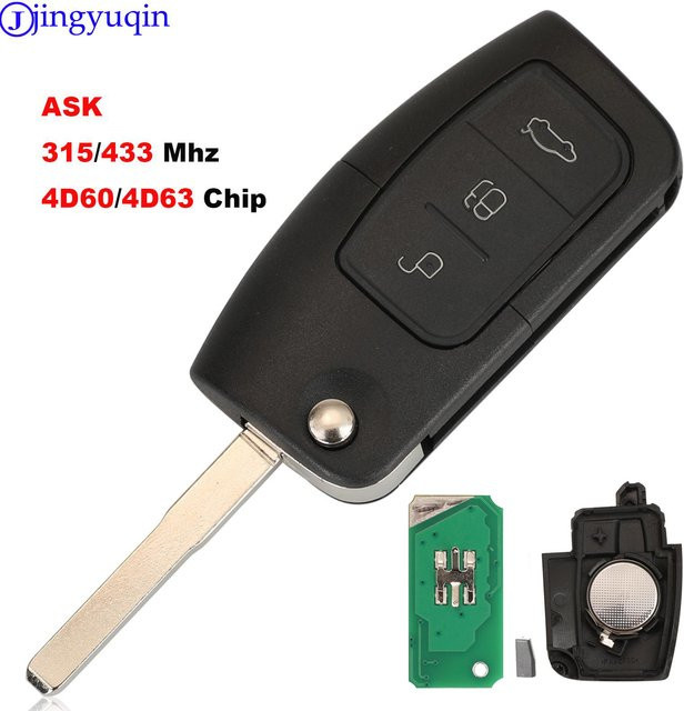 Jingyuqin Keyless Entry Fernbedienung Auto Schlüsselanhänger für Ford Focus Mondeo C Max S Max Galaxy Fiesta in Schwarz (315/433 MHz) - Bild 1