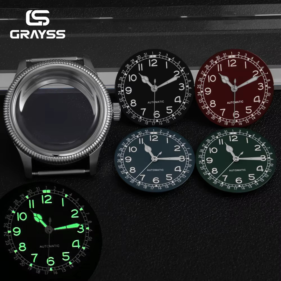 GRAYSS Uhrengehäuse Edelstahl, Retro Military Pilot, 38 mm, Silber - Bild 2