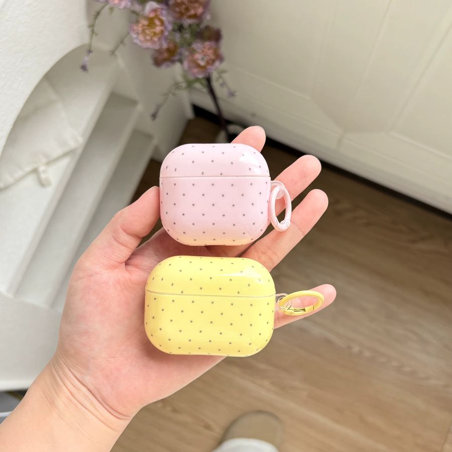 Modische Schutzhülle für Apple AirPods 1 2 3 4 Pro und Pro 2 mit Polka-Dot-Muster in Gelb-Rosa - Bild 2