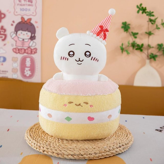Yiran toy Chiikawa Geburtstagskuchen Plüschtier Set, Hachiware Usagi, 28cm, ab 14 Jahren - Bild 1