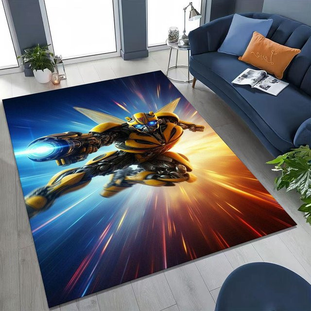 YangJOJO Kinder Teppich mit Transformers Optimus Prime Motiv, rutschfeste und waschbare Bodenmatte für Wohnzimmer oder Kinderzimmer, B: 100 cm, T: 150 cm - Bild 1
