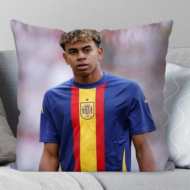 GUOYU HOMEDECOR Kissenbezug Fußball Lamine Nummer 19 Y-Yamal, Quadratisch, Blau, B/T/H: 40 x 40 x 40 cm - Bild 1