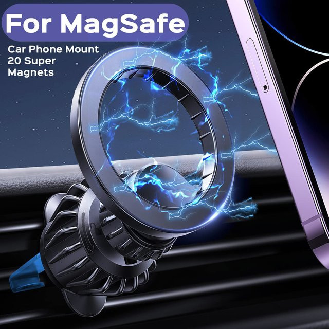 MagSafe-Autohalterung mit extra starker Magnetkraft, magnetischer Telefonhalter für die Autoentlüftung, 360 Grad verstellbar, Schwarz - Bild 1