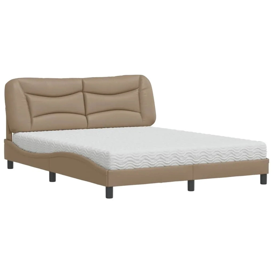 vidaXL Bett Hvar mit Matratze in Cappuccino-Braun, modernes Design aus Kunstleder und Kiefernholz, B/T/H: 160 x 200 cm - Bild 2