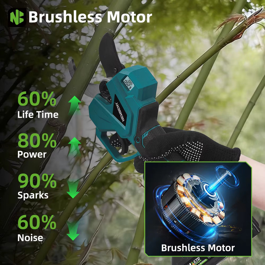 Yofidra Kabellose elektrische Gartenschere mit 4-Gang-Einstellung, bürstenlose Schneiderschere in Türkis für Makita LXT 21 V Akku, 60 mm Schneidwerkzeug - Bild 3