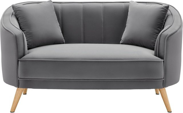 Bessagi Home Sofa Hope in Grau aus Samt mit passenden Dekokissen - Bild 1